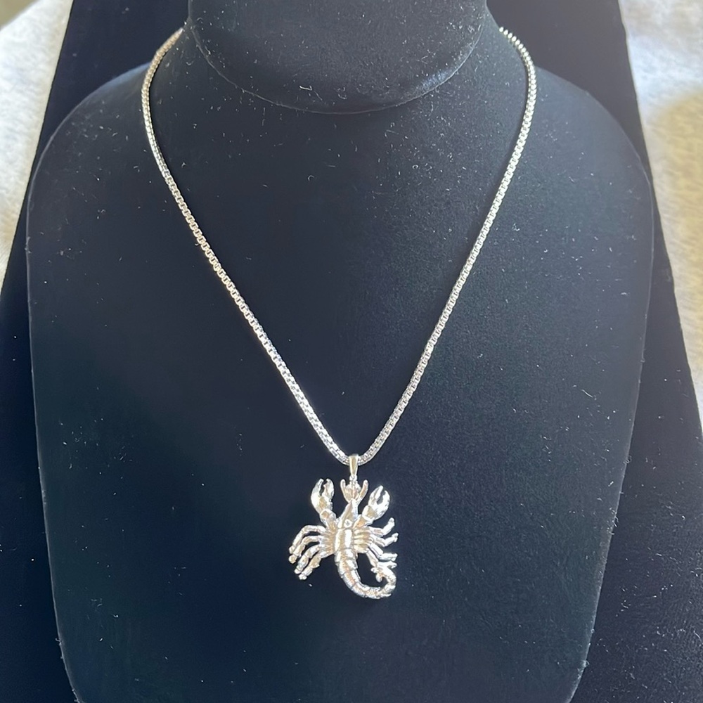 Vintage Monet silver scorpio chain and pendant, astrological sign